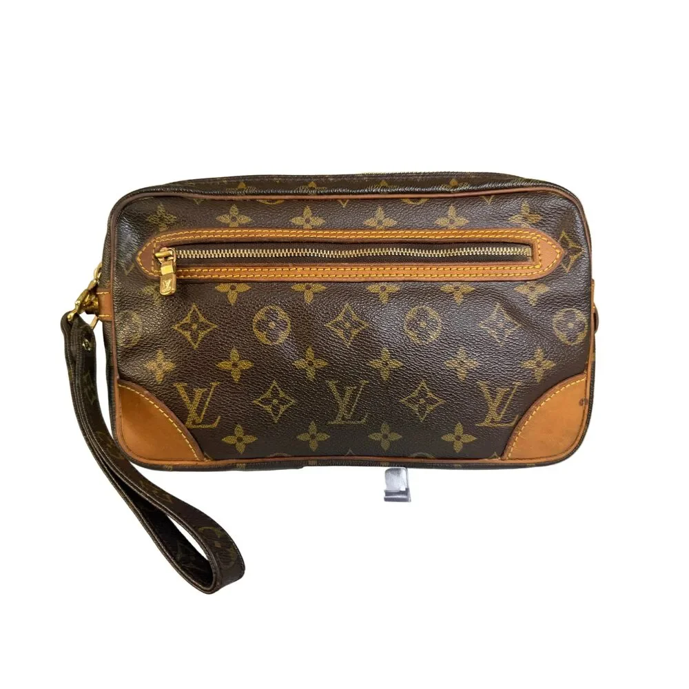 Louis Vuitton Marly Dragonne Monogram Canvas Wristlet Clutch | Vintage Authenti